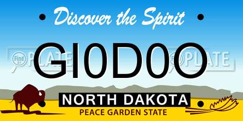 GI0D0O North Dakota License Plate