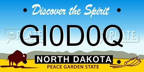 GI0D0Q North Dakota License Plate