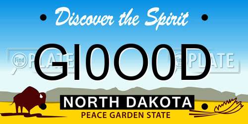 GI0O0D North Dakota License Plate
