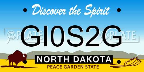 GI0S2G North Dakota License Plate