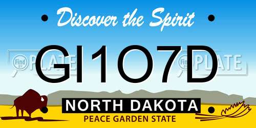 GI1O7D North Dakota License Plate