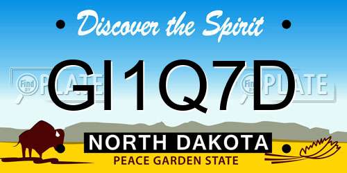 GI1Q7D North Dakota License Plate