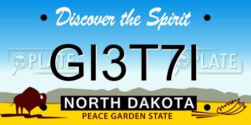 GI3T7I North Dakota License Plate