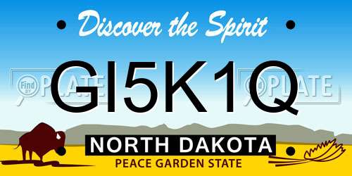 GI5K1Q North Dakota License Plate