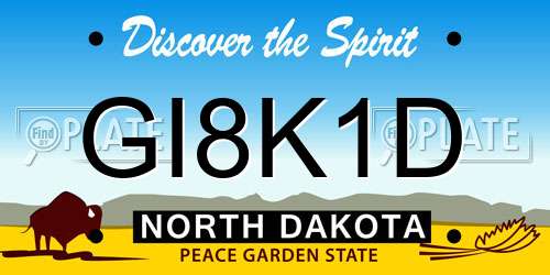GI8K1D North Dakota License Plate
