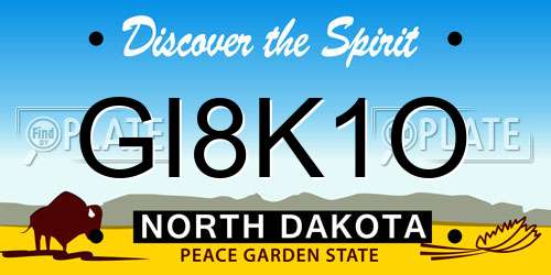 GI8K1O North Dakota License Plate