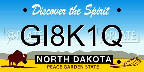 GI8K1Q North Dakota License Plate