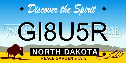 GI8U5R North Dakota License Plate