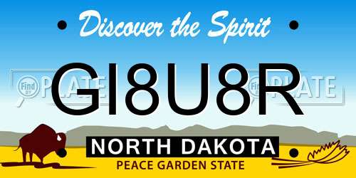 GI8U8R North Dakota License Plate