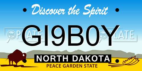 GI9B0Y North Dakota License Plate