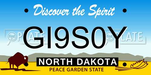 GI9S0Y North Dakota License Plate