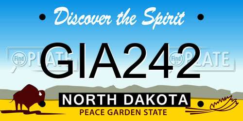 GIA242 North Dakota License Plate