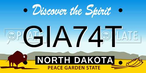 GIA74T North Dakota License Plate