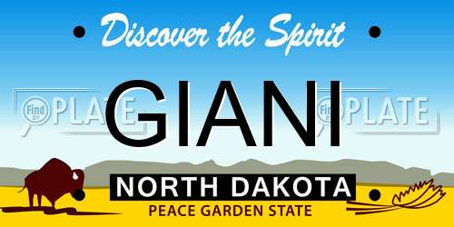 GIANI North Dakota License Plate