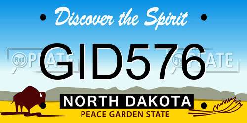 GID576 North Dakota License Plate