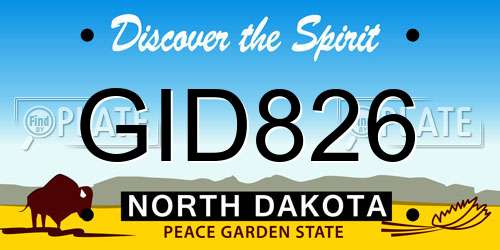 GID826 North Dakota License Plate