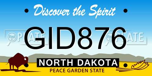 GID876 North Dakota License Plate