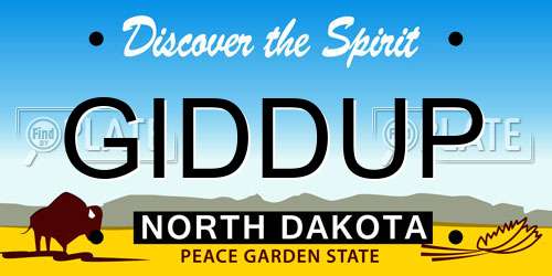GIDDUP North Dakota License Plate