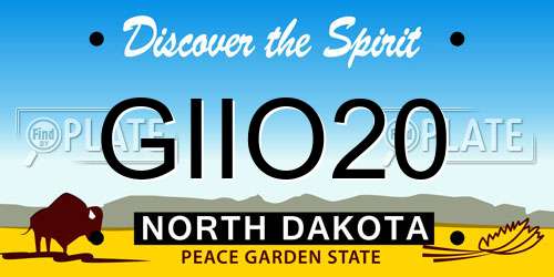 GIIO20 North Dakota License Plate