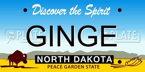 GINGE North Dakota License Plate