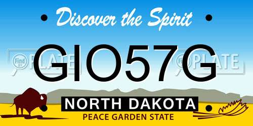 GIO57G North Dakota License Plate