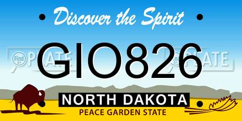 GIO826 North Dakota License Plate