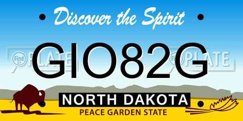 GIO82G North Dakota License Plate
