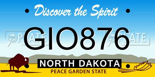 GIO876 North Dakota License Plate
