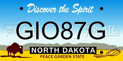 GIO87G North Dakota License Plate