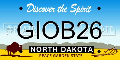 GIOB26 North Dakota License Plate