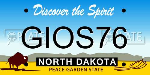 GIOS76 North Dakota License Plate