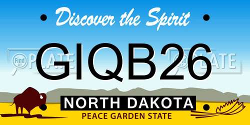 GIQB26 North Dakota License Plate