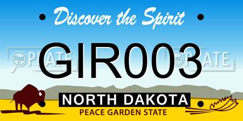 GIR003 North Dakota License Plate