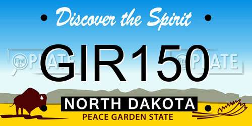 GIR150 North Dakota License Plate