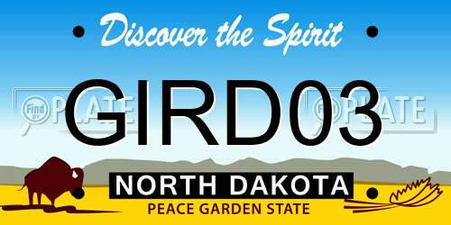GIRD03 North Dakota License Plate
