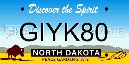 GIYK80 North Dakota License Plate