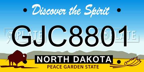 GJC8801 North Dakota License Plate