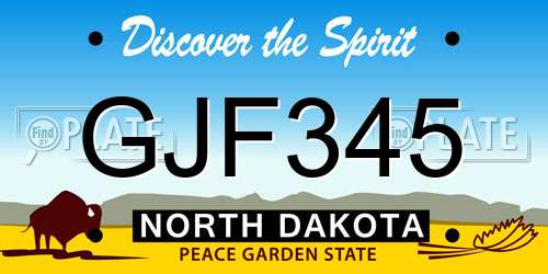 GJF345 North Dakota License Plate