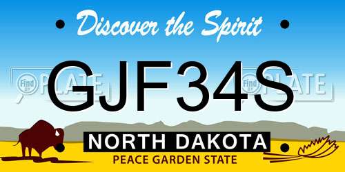 GJF34S North Dakota License Plate