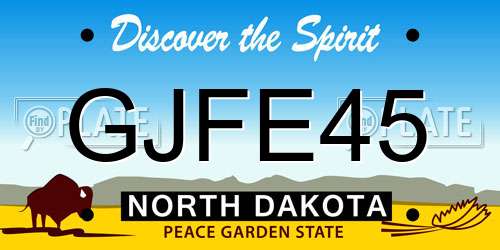 GJFE45 North Dakota License Plate