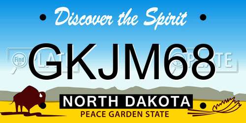 GKJM68 North Dakota License Plate