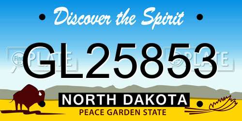 GL25853 North Dakota License Plate