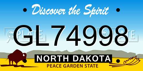 GL74998 North Dakota License Plate