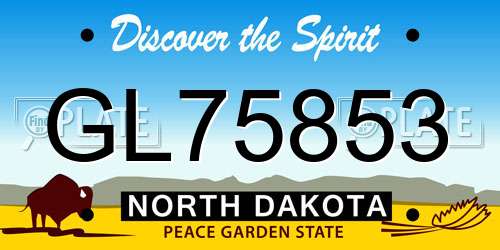 GL75853 North Dakota License Plate