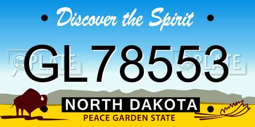 GL78553 North Dakota License Plate