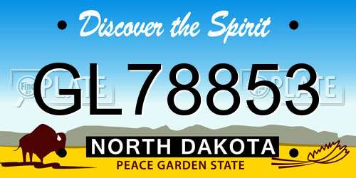 GL78853 North Dakota License Plate