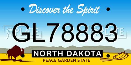 GL78883 North Dakota License Plate