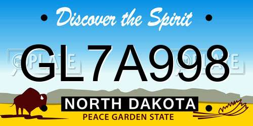 GL7A998 North Dakota License Plate