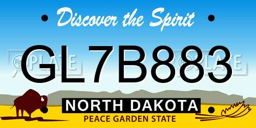GL7B883 North Dakota License Plate