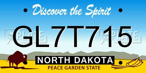 GL7T715 North Dakota License Plate